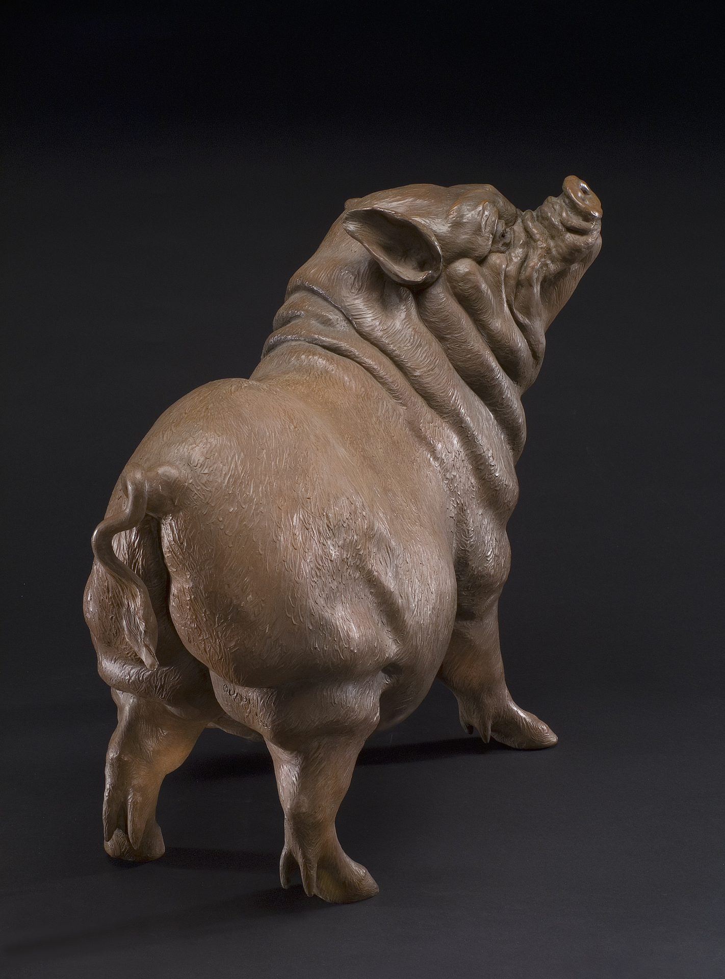 Bronze sculpture of Petal the pig